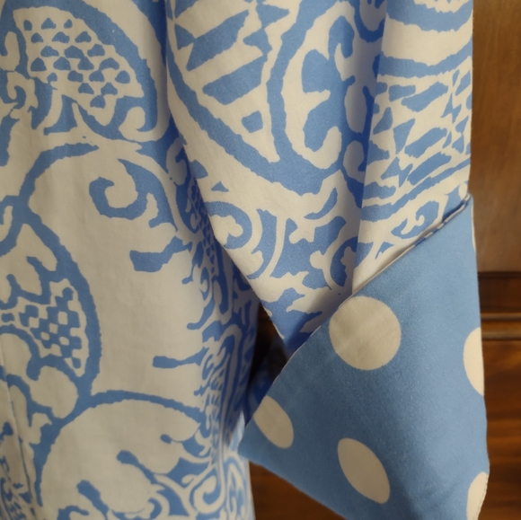 PATTY KIM Women's Blue/White Blouse - Size Large - Picture 5 of 8